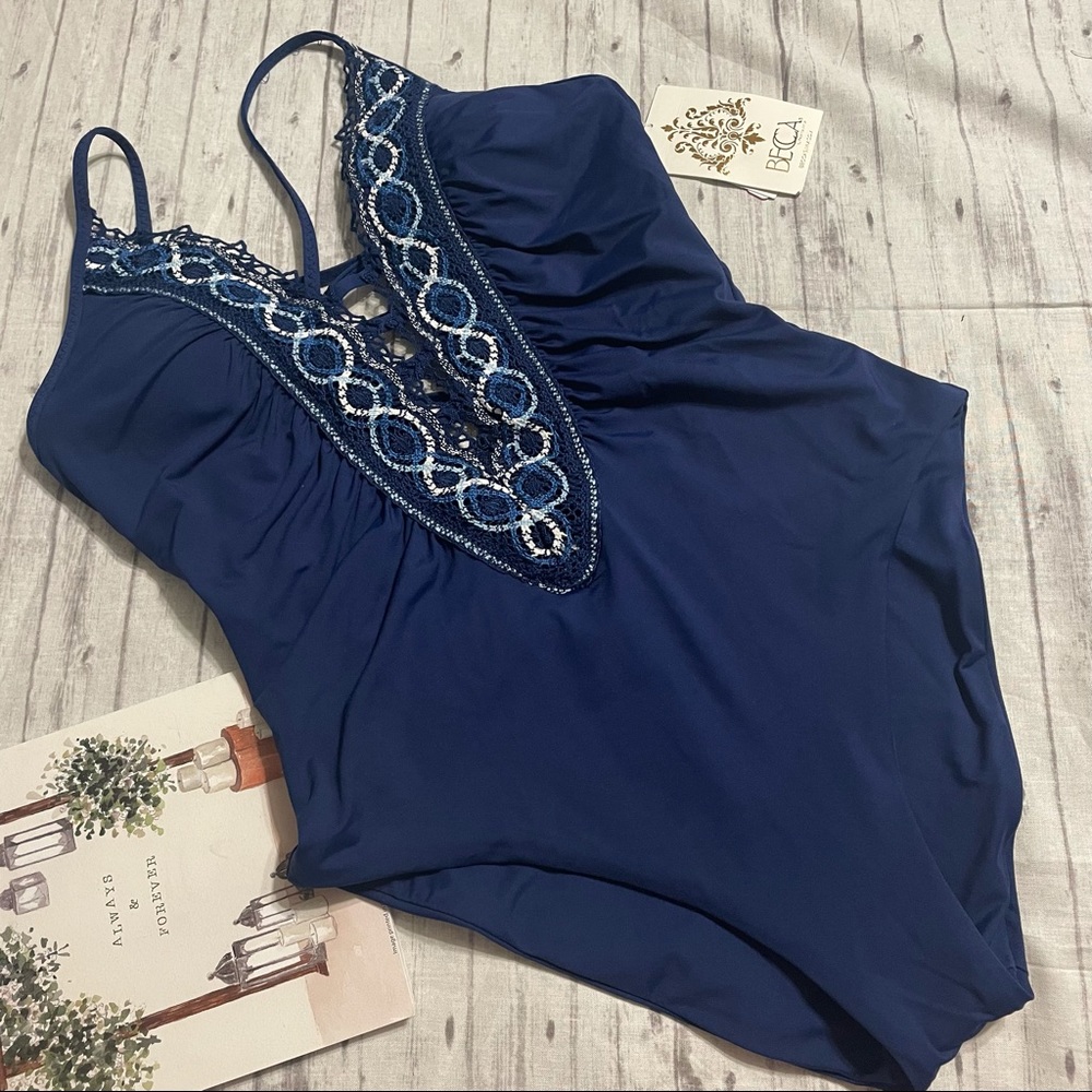 NWT BECCA  by Rebecca Virtue Women's Tallulah Clare Plunge One Piece Swimsuit - Picture 7 of 16